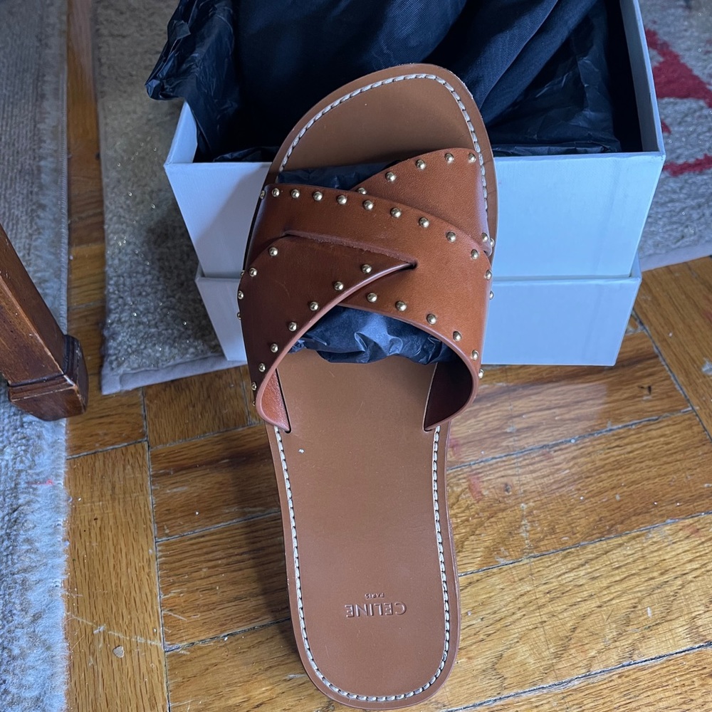 Celine Criss Cross Slides with Studs - Picture 4 of 5